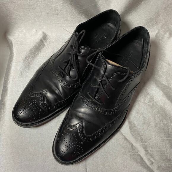 Cole Haan Grand OS Black Leather Wingtip Mens 9.5 Dress Shoes - Picture 3 of 10
